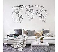 Adesivo Murale Mappa Mondo Adesivo Murale Nero Mappa Del Mondo Intorno Adesivi Murali Per Soggiorno Sfondo Casa Decorazione Artistica Carta Da Parati In Vinile Poster D'Arte 110X57Cm