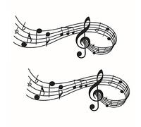Adesivo Murale Musicale Nero Autoadesiva Adesivo Da Parete Decorativo Fai Da Te Per Soggiorno, Camera Da Letto, Soggiorno Camera Dei Bambini Sfondo Tv Corridoio Aula Di Musica (2 Pezzi)