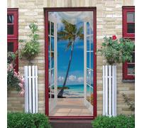 Adesivo Murale Per Porta Di Arte Moderna 3D Paesaggio Degli Alberi Sulla Spiaggia 95 X 215 Cm,Decalcomanie Per Porte In Vinile Rimovibili Staccabili E Incollabili Per Porte Interne, Camer-3767251754