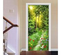 Adesivo Murale Per Porte Interne 3D Paesaggio Di Boschi Verdi 90 X 210 Cm Carta Da Parati Autoadesiva Rimovibile Poster Wall Art Stickers Adesivi Per Porte Per Vivaio Cucina Camerette Per -3Z7G6S1F9X9