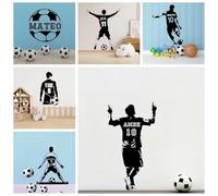 Adesivo Murale Personalizzato Con Giocatore Di Calcio, Adesivo In Vinile Con Nome E Numero Personalizzabili, Adesivo Decorativo Fai Da Te For La Camera Dei Bambini(L:16x9in)