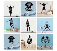 Adesivo Murale Personalizzato Con Maglia Da Calcio, Decalcomania In Vinile, Adesivi Personalizzati Per Gli Amanti Del Calcio, Decorazione Per La Camera Dei Bambini(XL:22x12in)