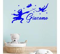 Adesivo murale personalizzato con nome bambini|WS2569|Peter Pan e Capitan Uncino