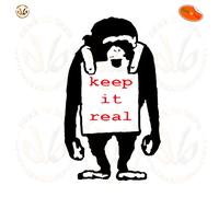 Adesivo murale scimmia stile bansky keep it real stickers pvc black red cropped