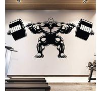 Adesivo murale staccabile gorilla fitness motivazione forza muscolare bilanciere adesivo palestra esercizio poster Gorilla palestra vinile decorazione91x42cm