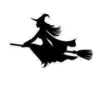 Adesivo nero "Strega sulla scopa", 15x10 cm, Art. Kfz_250, adesivo esterno per auto, camion, moto, ciclomotori, scooter, scooter, veicoli