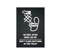 Adesivo "NON Gettare NEL WC,DON'T FLUSH ANYTHING IN THE TOILET", nero formato A6