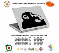 Adesivo notebook scimmia bansky style sticker thinking monkey pvc cropped black