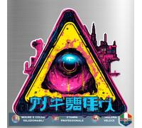 Adesivo OCCHIO Pyramid Cyberpunk Eye Neon • Sticker Auto Moto Laptop Casco Wall