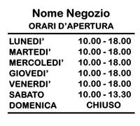 ADESIVO ORARI NEGOZIO PERSONALIZZATO STICKER VETRINE VETRI CM. 30x20