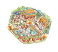 Adesivo paesaggistico in stile cinese decorativo per gatti, scrapbooking scene per la decorazione del diario stile cinese, paesaggio, cuccia per gatti