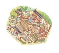 Adesivo paesaggistico in stile cinese decorativo per gatti, scrapbooking scene per la decorazione del diario stile cinese, paesaggio, cuccia per gatti