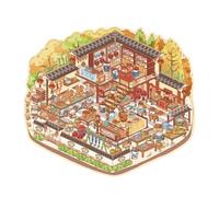 Adesivo Paesaggistico In Stile Cinese Scena Decorativa Per Gatti Capanne Scrapbook La Decorazione Del Diario Scena Paesaggio In Stile Cinese Gatti Capanna Etichette Conti A Mano