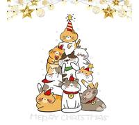 Adesivo per albero di Natale dei gatti - Adesivo capriccioso per la festa del gatto, arte unica della parete dell'albero di Natale | Decalcomanie riutilizzabili per finestre