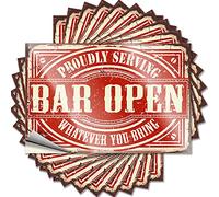 Adesivo per amanti dei libri, specchietto retrovisore magnetico ad arco da parete, con scritta "Bar Open" (lingua italiana non garantita)