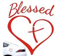 Adesivo per auto a forma di cuore, adesivo cristiano, con croce di Gesù, per auto, con scritta in lingua inglese "Blessed Heart", decorazione per finestre, fede speranza e cuori, personalizzabili