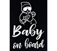 Adesivo per auto Baby on Board, 20 x 14 cm, bianco, impermeabile, durevole