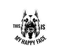 Adesivo per auto Belgian Malinois 15 cm (5,9 pollici) Malinois Segnale di avvertimento Adesivo Belgian Malinois This Is My Happy Face Warning Sign Sticker Paraurti, finestrini auto, decorazione
