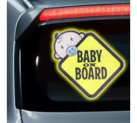Adesivo per auto, con scritta "Baby on Board", confezione da 3, segnale di avvertimento per bambino in auto, ad alta intensità, riflettente, impermeabile, in vinile, per sicurezza per auto, per vedere