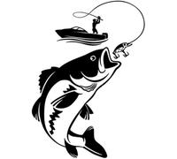 Adesivo per auto da pesca, per finestrini, auto, camion, decalcomania decorativa per pescatore, barca da pesca, grande pesce, nero