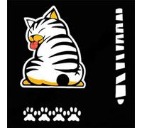 Adesivo per auto - Gatto in movimento con zampe di coda | 3 D Creative Decal Sticker | Cartoon divertente gatto in movimento | Adesivi per finestra dei cartoni animati auto