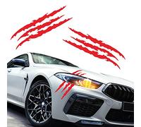 Adesivo per Auto Graffi Artigli, 2 Pezzi Adesivi per Auto a Forma di Graffi Nero Adesivo Mostro Artigli Segni Adesivi Auto Tuning Strisce Decorative per Auto (Rosso)
