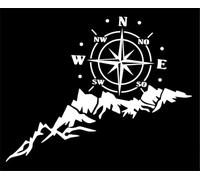 Adesivo per Auto per Jeep Grand Cherokee 2005-2024, Bussola da Montagna Cofano Auto Decorativo in Vinile Impermeabile Grafici,White