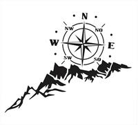 Adesivo per Auto per Jeep Grand Cherokee 2005-2024, Bussola da Montagna Cofano Auto Decorativo in Vinile Impermeabile Grafici,Black