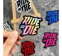 Adesivo per bicicletta in PET impermeabile "RIDE OR DIE", con lettere accattivanti e design colorato resistente ai graffi, durevole e decorativo per telai di biciclette, adatto per bici da strada, mou