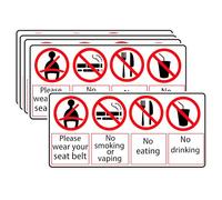 Adesivo per cintura di sicurezza, 5 pezzi, con scritta in lingua inglese "No Eating No Drinking No Smoking Safety Sign 6" X 6" Vehicles Safety Warning Window Stickers Food and Beverage Signs