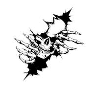 Adesivo per cofano e finestrino 'auto con teschio - Design spettrale dello scheletro di Halloween - Adesivo in vinile impermeabile per auto, camion e moto - 18x12 cm, Nero/Bianco