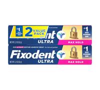 Adesivo per dentiere Fixodent Max Hold, crema forte 2 x 62 g per protesi dentali