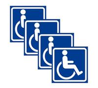 Adesivo Per Disabili - 4 Pezzi 4,72 X 4,72 Pollici, Autoadesivo Impermeabile | Decalcomanie Per Accessibilità Per Sedie A Rotelle, Cartelli Blu Brillante Per Parcheggi E Servizi Igienici Con Scenario:
