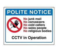 Adesivo per finestra con scritta "V Safety Polite Notice: No Cold Callers, CCTV In Operation", 150 x 100 mm