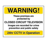 Adesivo per finestra con scritta "VSafety Warning! Premises protected by CCTV", 200 mm x 150 mm, colore: giallo