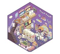 Adesivo per la casa -vista Stampa in miniatura Scene Sticker - Decal per animali da fumetto creativo, Holiday, compleanno in miniatura Scene Sticker -4,61 x 5,04 pollici