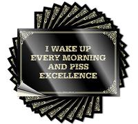 Adesivo per la stanza della grotta di un omino adolescente, resistente ai raggi UV, con scritta "I Wake Up Every Morning and Piss Excellence", decorazione da parete con divertente cappello rigido per