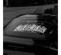 Adesivo per lunotto posteriore JDM My Life My Rules - Banner Flames Sticker - 90 cm - Argento