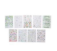 Adesivo per nail art 3D Decorazione autoadesiva per unghie Decalcomanie per manicure fai te Set 9 pezzi per uso domestico e materiale cartaceo per salone di bellezza Stile