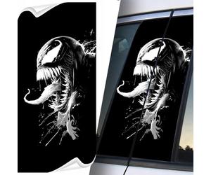 Adesivo per pali dell'auto Premium 3D S363 venom bw, autoadesivo, impermeabile e UV, per mascherare i graffi, taglio di precisione, nero opaco/flash