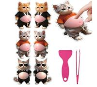 Adesivo Per Pancia Di Gatto - 6 Pezzi 3D Simpatici E Divertenti Giocattoli Morbidi Per Bambini, Adesivo Per Animali In Silicone Giocattolo Da Spremere, Accessorio Sensoriale Per Alleviare Lo Stress |