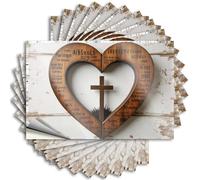 Adesivo per paraurti con croce con cuore, simbolo di devozione, 10 pezzi, adesivi di avvertimento per auto, adesivi e decalcomanie (6 x 9 cm)