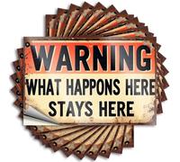 Adesivo per paraurti con scritta in lingua inglese "Warning What Happens Here Stay Here", 10 pezzi, divertenti cartelli per la caverna dell'uomo (6 x 9 cm)