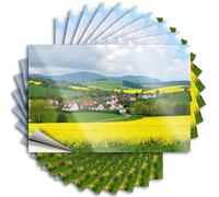 Adesivo per paraurti Un pittoresco villaggio immerso tra le colline rotolanti. Adesivi 10 pezzi accessori per auto divertenti adesivi per paraurti (12 x 18 cm)