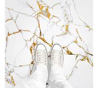 Adesivo per pavimenti in cemento Azulejos | Adesivi adesivi per piastrelle in oro bianco e antico antico resistenti all'acqua - piastrelle per pavimenti adesivi -45x45cm