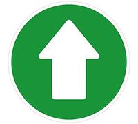 Adesivo per pavimento, freccia/direzionale, adesivo per pavimenti, per contrassegnare la direzione di corsa, autoadesivo, con resistenza allo scivolamento (Ø 300 mm, verde)