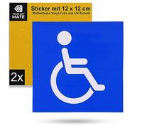 Adesivo per persone su sedia a rotelle, 2 pz, 12 x 12 cm, pellicola autoadesiva, adesivo esterno, cartello per disabili per auto, porta, muro, avviso di disabilità, adesivo per persona disabile