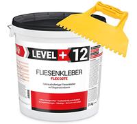 Adesivo per piastrelle, 25 kg, pronto + spatola dentata in plastica, malta flessibile, bianco, set RM12 KW