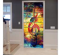 Adesivo Per Porta 3D Nota Musicale 37,4 X 84,6 Pollici / 95 X 215 Cm Murale Autoadesivo Decorazione Della Casa Adesivi Murali Camera Da Letto Soggiorno Rimovibile Poster Art Stickers - Foto Della Por