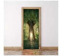 Adesivo Per Porte 3D Foresta Dei Sogni Verde Scuro 95X215Cm Door Murale Carta Da Parati Autoadesivo Wallpaper Pvc Impermeabile Adesivo Parete Soggiorno Camera Da Letto Poster Decorazione